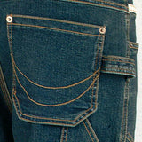 Jeans da lavoro functional BARCELONA con 1 tascone porta attrezzi sulla gamba sinistra, 2 tasche sul davanti, 2 tasche sul retro e un anello portamartello.